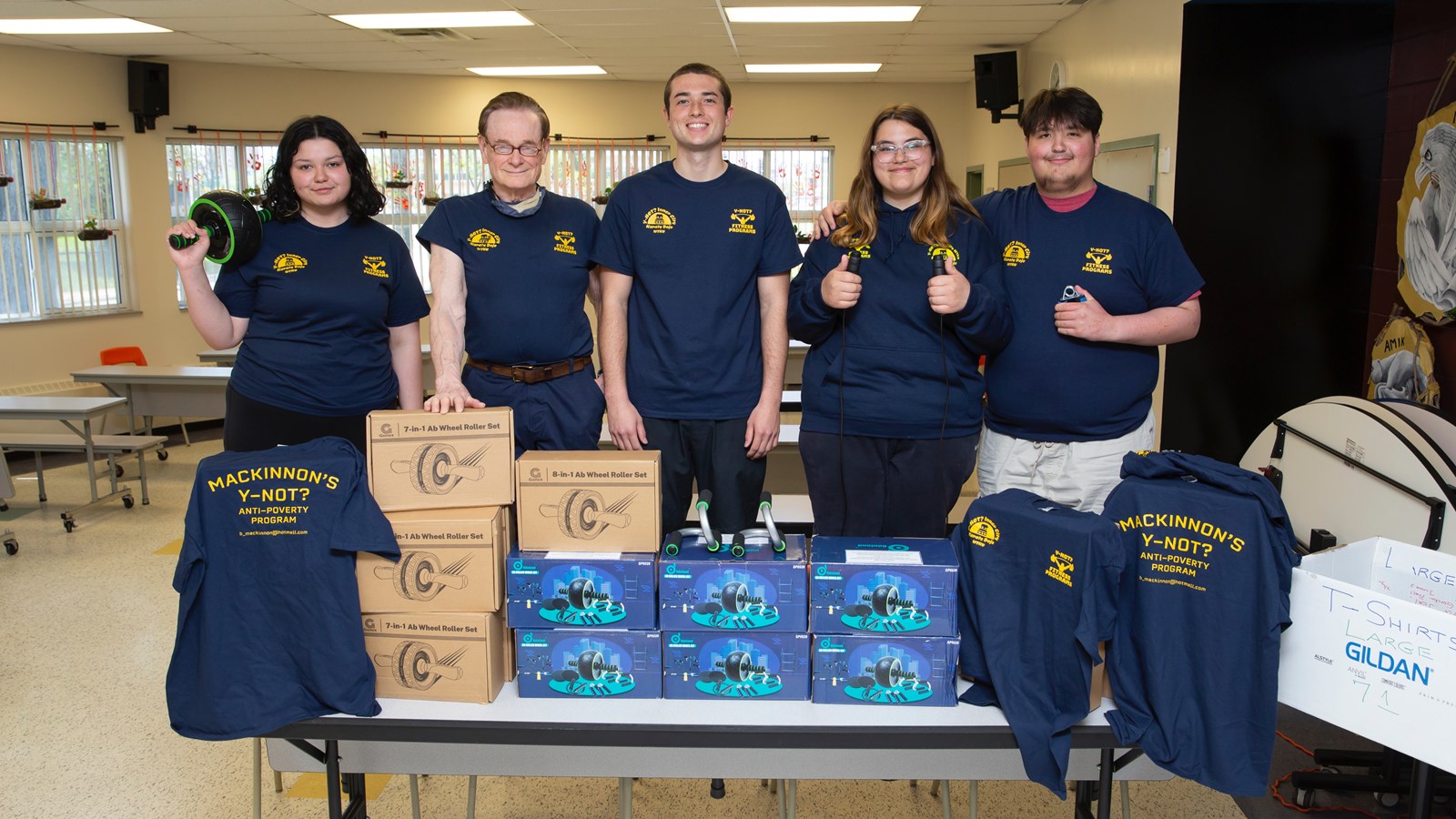Brian McKinnon makes another delivery of home fitness kits to Argyle teacher Adam Rush and students.